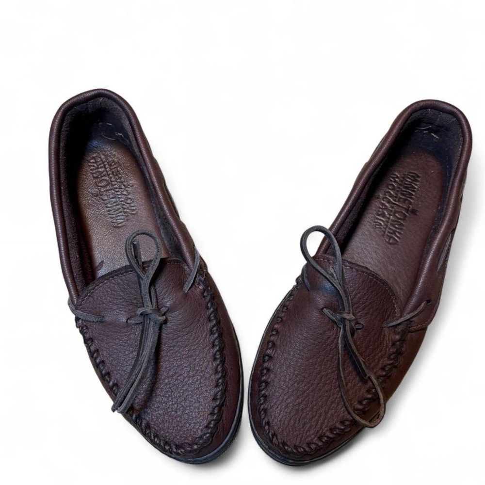 Minnetonka warm brown leather moccasin loafers